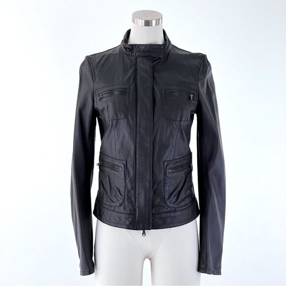 Martin + Osa Black Leather Racer Style Jacket - Picture 1 of 12